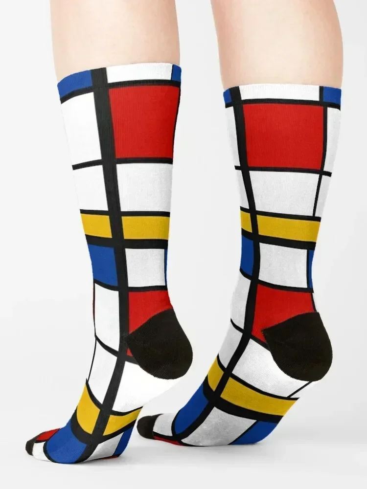 De Stijl #1 (Mondrian Inspired) Socks japanese fashion cotton warm winter essential Socks For Girls Men's