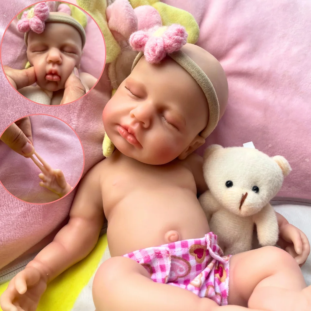 Mini 13 Inch LouLou Full Silicone Reborn Baby Doll Lifelike Soft Solid Silicone Body Girl Washable Christmas Gift Toy