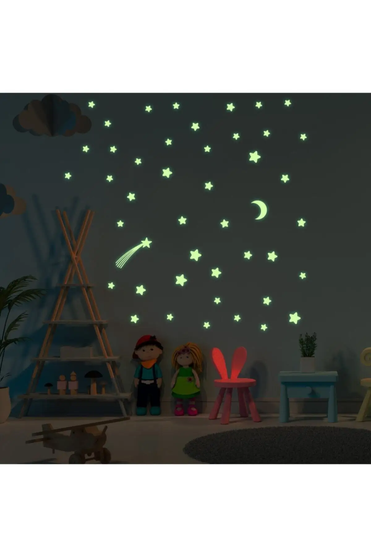 

Comet and Moon Night Shining Natural Phosphorus Wall and Ceiling Sticker