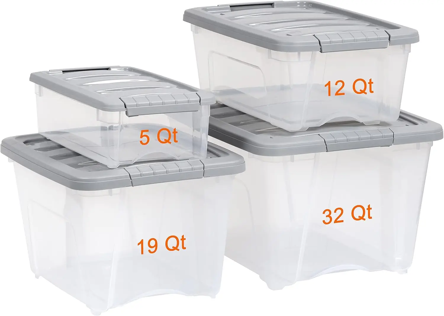 6-Pack Clear Plastic Storage Containers with Latching Lids, Stackable Organizer Bins, 19 Quart Capacity