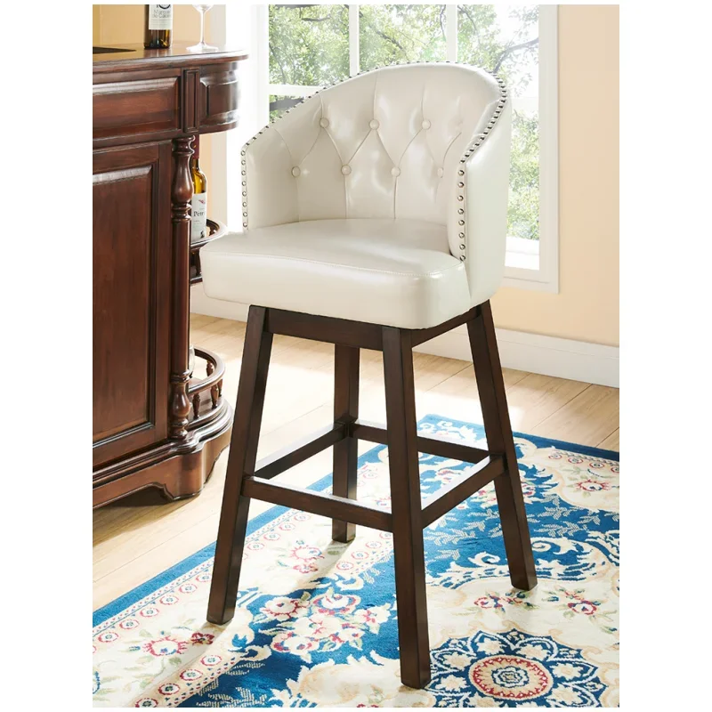 #High-End Luxury American-style Rustic High Chairs Sofa Bar Chairs Simple Modern Home Solid Wood High Bar Stool