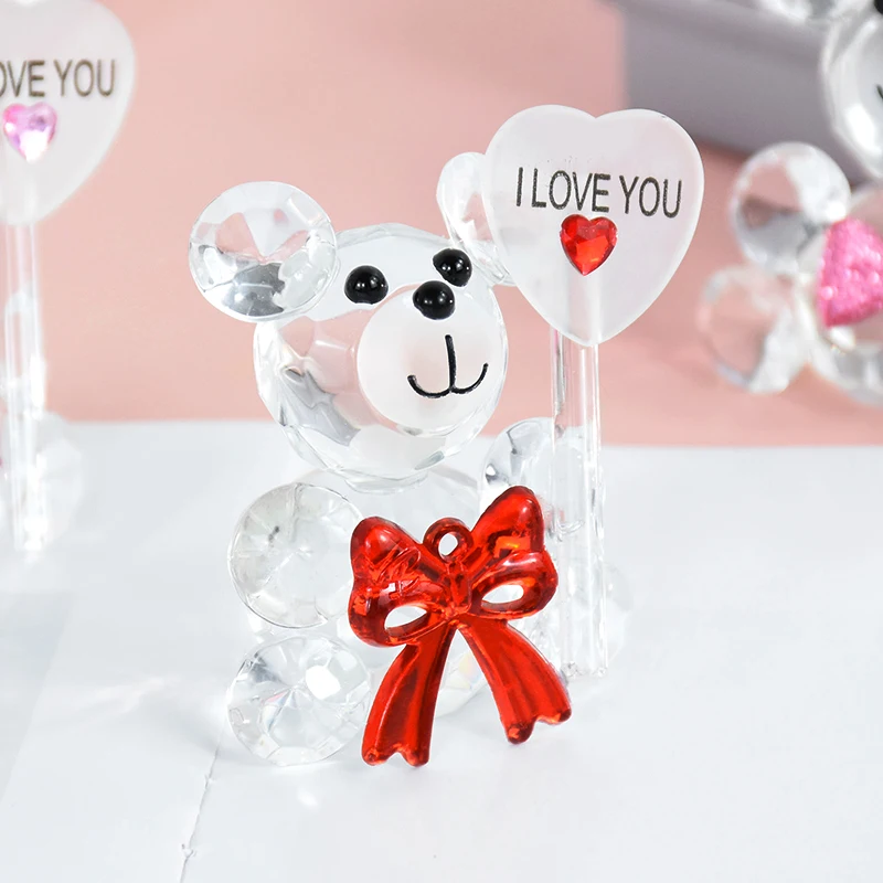Ich liebe dich, Kristallbär, Valentinstagsgeschenk, künstliche Rosenblume, Bär, Hochzeit, Party für Gäste, Heimdekoration, Geburtstagszubehör