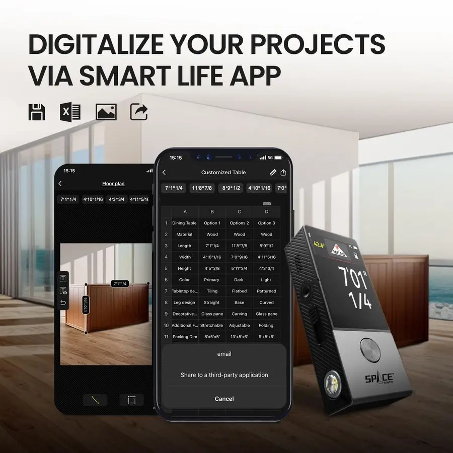 330ft Smart Laser Tape Measure amp Digital Ruler D9 PRO IPS Touchscreen, AppSync, Visual Aligning Indicator, P2P, Live Angle Dis