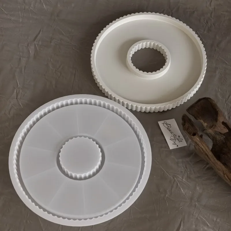 Resin Silicone Mold Simple Hollow Striped Vase Tray Mold, Multipurpose Silicone for Craft DIY view 2