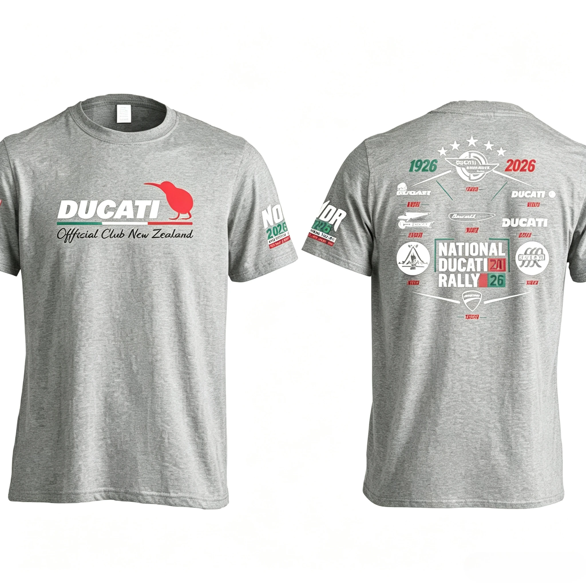 Vintage Biker Club T-Shirt für Männer DUCATI Kiwi Bird Vorder- und Rückseite Bedrucktes Kurzarm-Shirt Motorrad Rallye 2026 Casual Streetwear – Detail 6