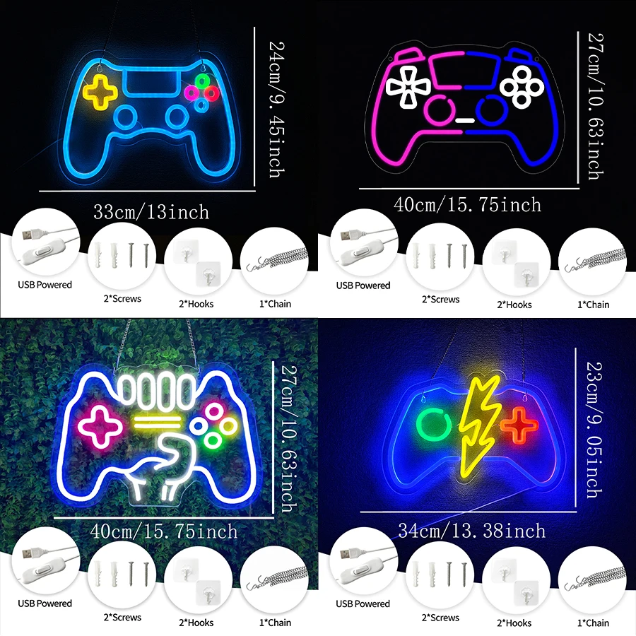 سلسلة وحدة التحكم في الألعاب علامة النيون لديكور الحائط ، لافتة تضيء لغرفة المعيشة ، ديكور غرفة الألعاب ، النادي ، أفضل الهدايا للمراهقين ، الألعاب #2