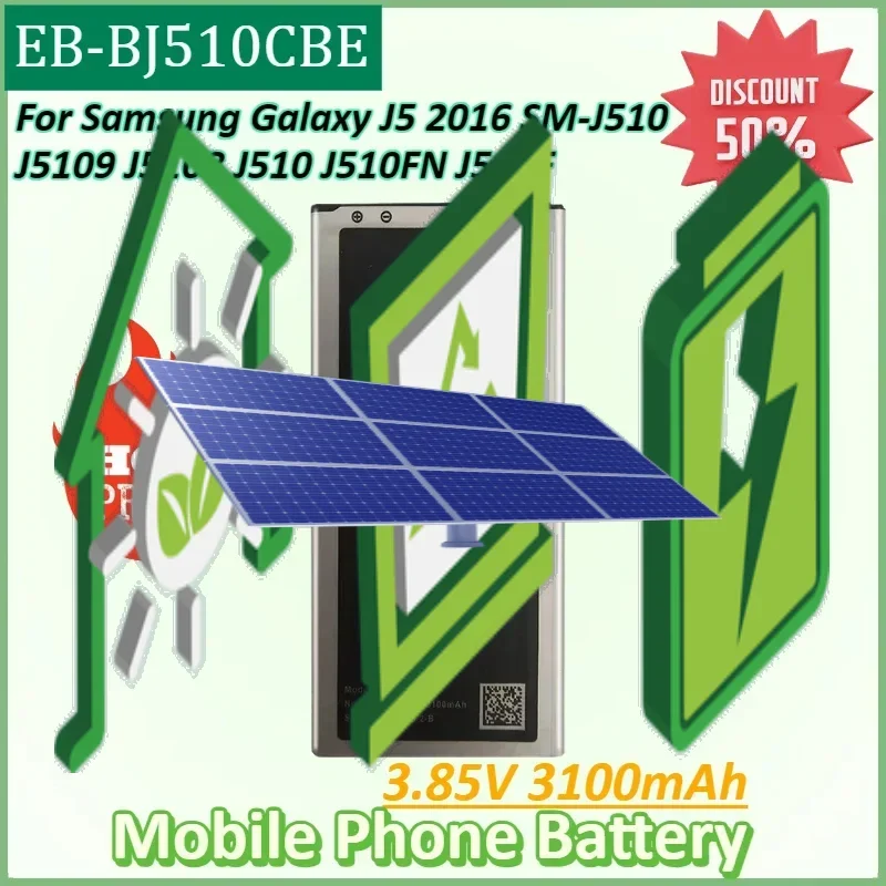 

EB-BJ510CBE 3.85V 3100mAh Mobile Phone Battery for Samsung Galaxy J5 2016 SM-J510 J5109 J5108 J510 J510FN J510F J510G