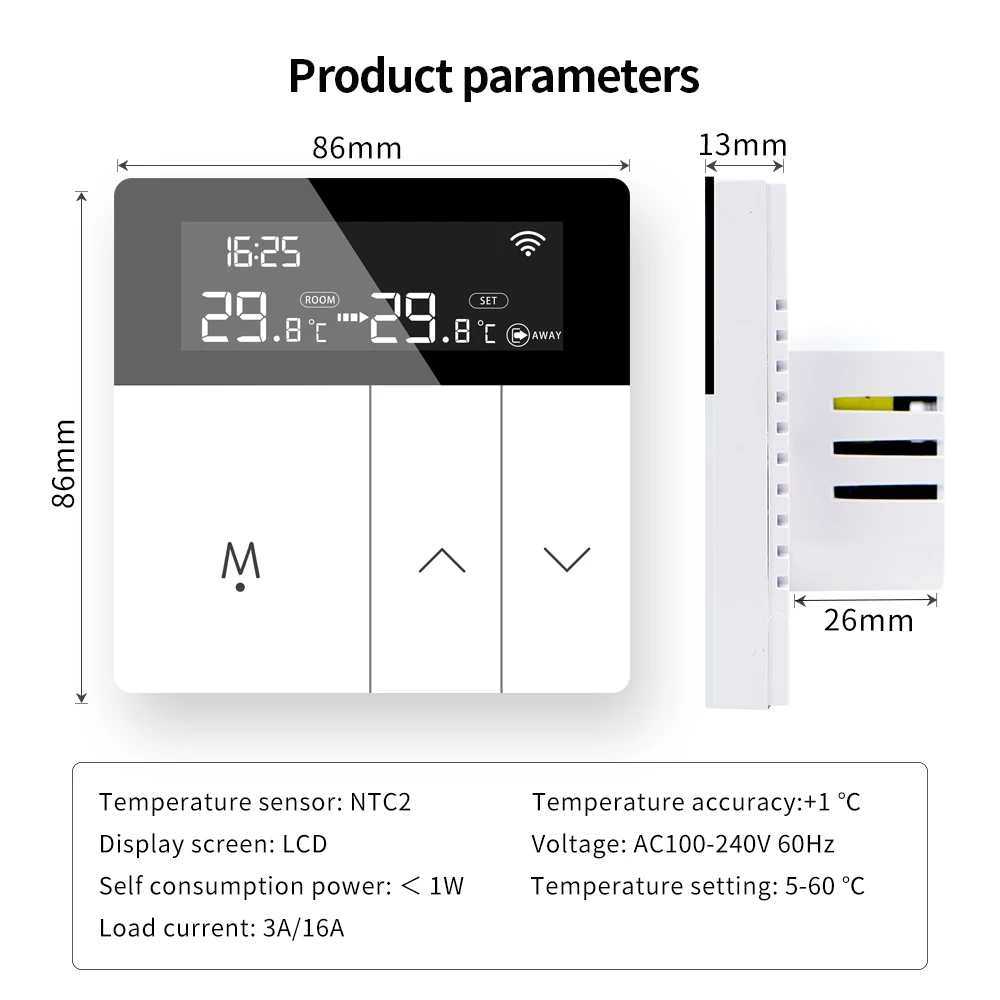 Imagem -05 - Smart Floor Heating Controller Termorregulador Wifi para Piso Quente 16a Underfloor Heater Coletor de Temperatura Baixo Consumo