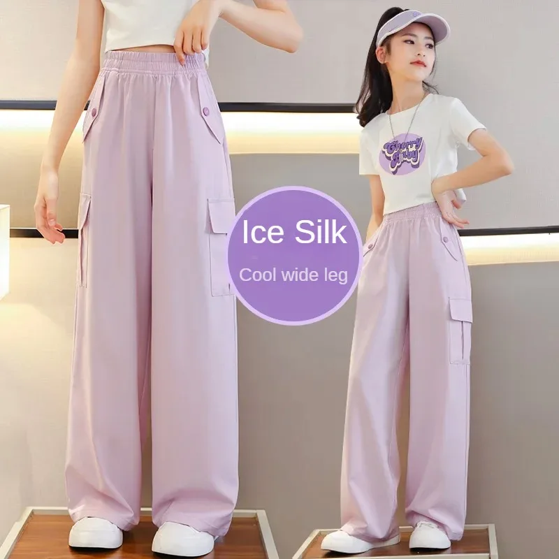 Salopette de glace à jambes larges pour enfants, pantalons pour filles, vêtements de style sport, vêtements d'extérieur, nouveau, 2024