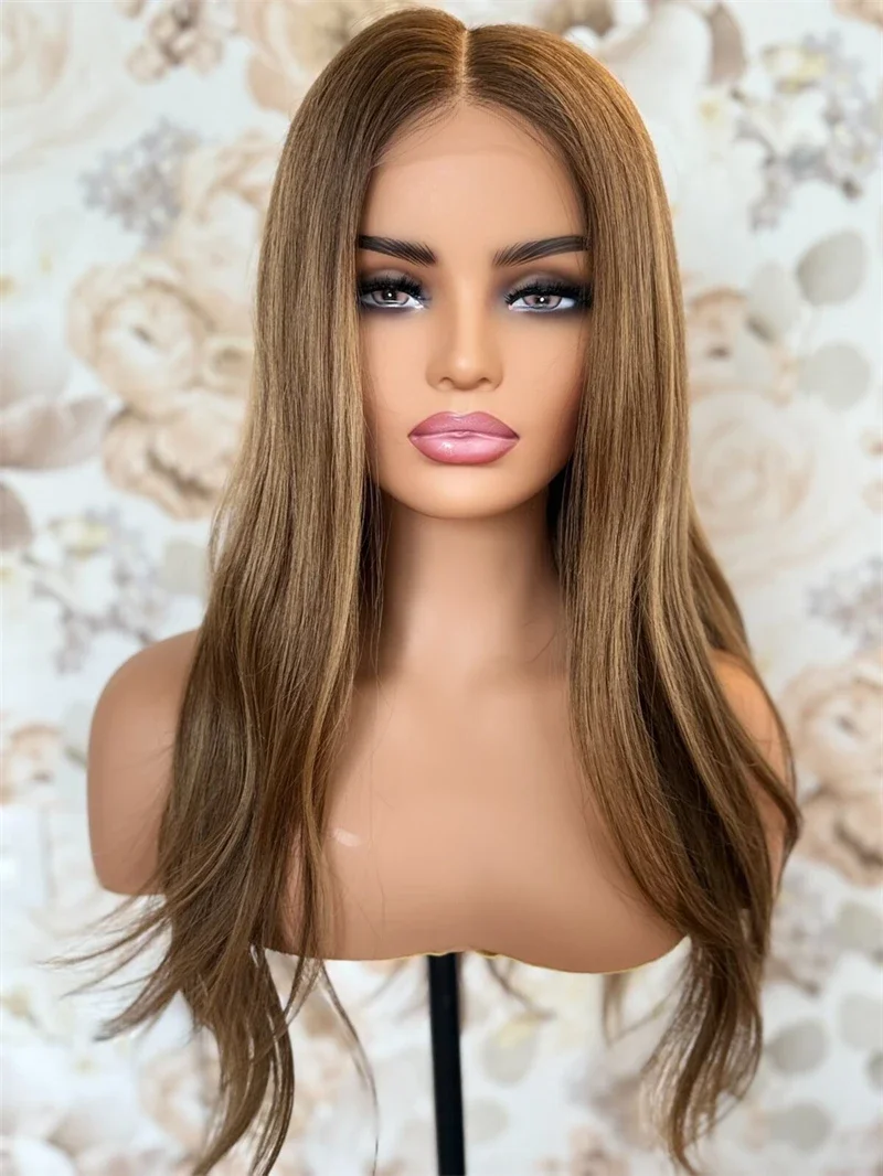 

16inch Highlight Brown 100% Human Hair Wig Body Wave 5*5 Lace Front Hair 150 Density with Baby Hair Pre-Plucked Soft Hair Wig