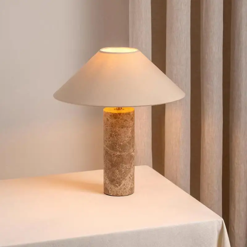 

Скандинавская цилиндрическая светодиодная настольная лампа с мраморным основанием и белым тканевым абажуром для гостиной, кабинета, ресторана, спальни, домашнего декора