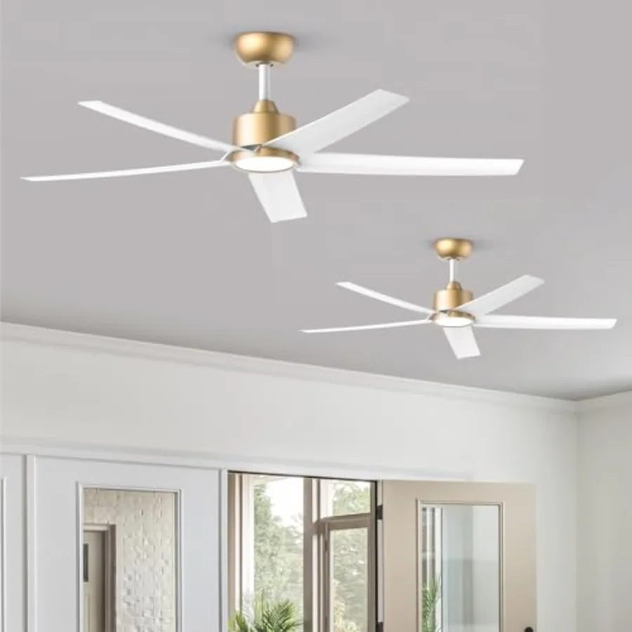 

Набор из 2-х потолочных вентиляторов с подсветкой, 52 дюйма, ультратихий двигатель постоянного тока, 3 цветовые температуры, современный потолочный вентилятор для спальни, кухни, помещений.