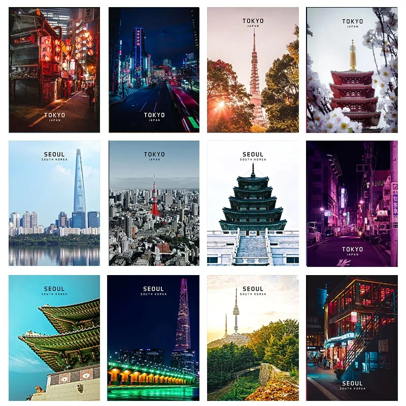 Modern Art Tokyo Seoul City Poster Tourism Scenery Pictures Canvas Painting Room Home Cuadros Decoration Gift for Friends