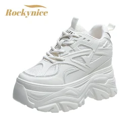 Brand 2022 Summer Breathable Mesh Sneakers Hidden Increasing Sport Shoes Woman Wedge Casual Chunky Shoes High Platform Shoes 9CM