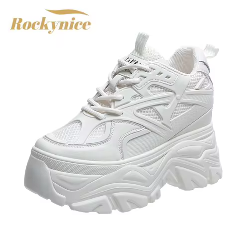 Brand 2025 Summer Breathable Mesh Sneakers Hidden Increasing Sport Shoes Woman Wedge Casual Chunky Shoes High Platform Shoes 9CM
