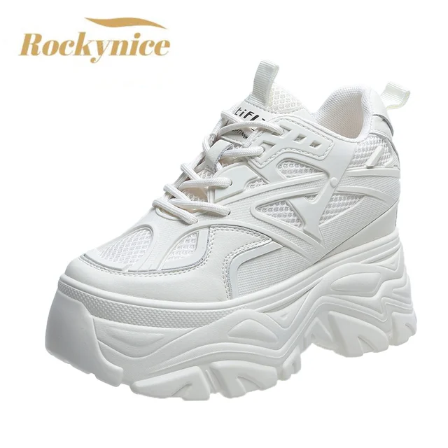 Marca 2022 Sneakers estive in Mesh traspirante nascoste scarpe sportive in aumento donna zeppa Casual scarpe robuste scarpe alte con plateau 9CM AliExpress 322
