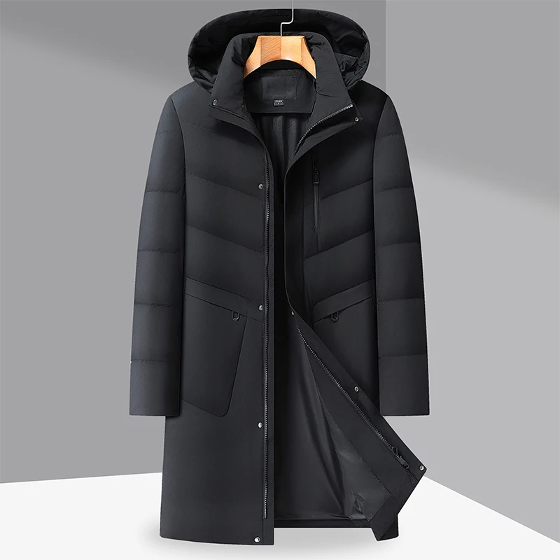 

Over-Knee Length Thicken Hooded Duck Down Jackets 2025 Winter Men's Warm Long Puffer Coats Outwear Windproof Padded Top Clothing