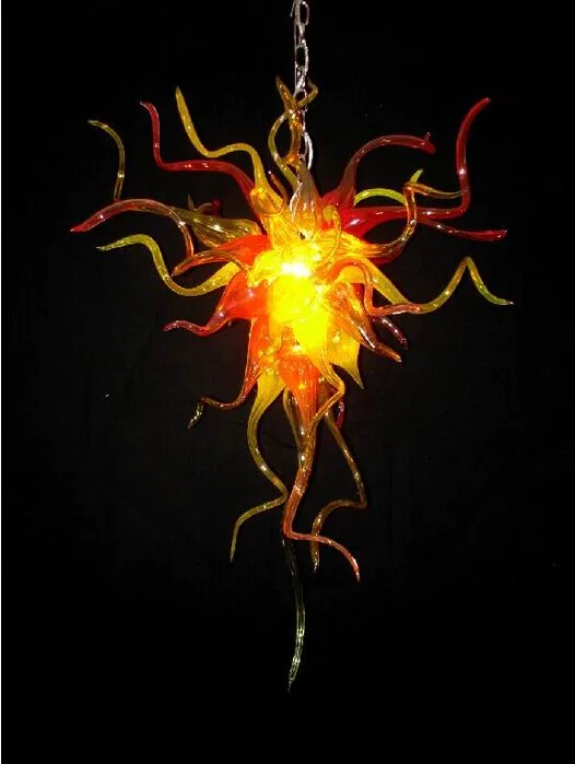 Cute Small Size LED Blown Glass Chandelier Pendant Lamp in Yellow Red for Home Decorative Lighting