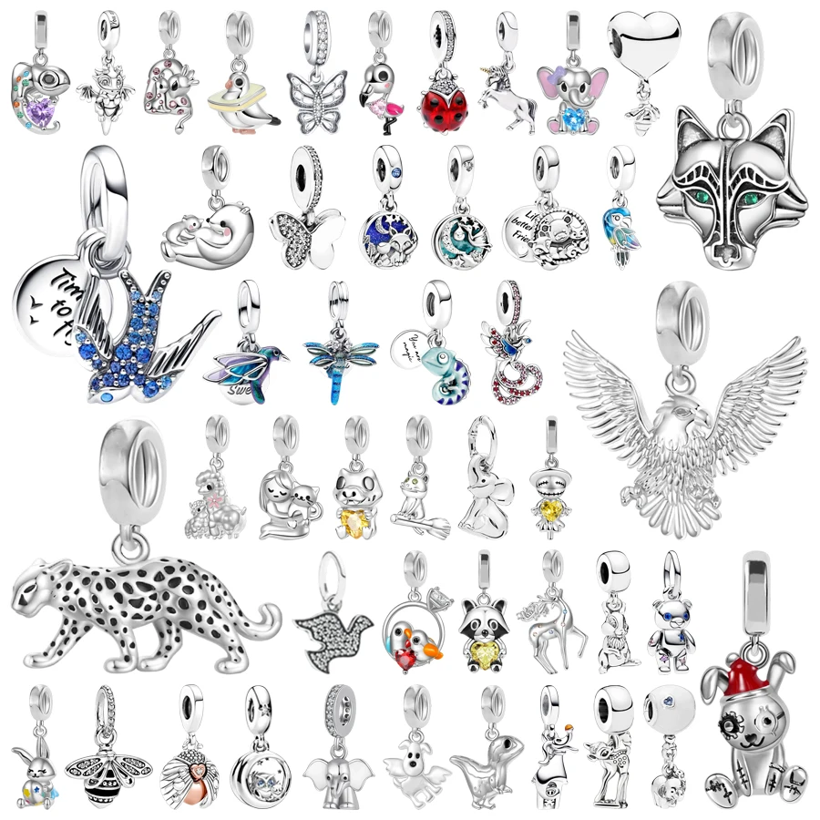 Hot Sale Animal Series Charms Panther Animal Bald Eagle Bird Elephant Butterfly Pendant Fit Original Bracelets Beads DIY Jewelry