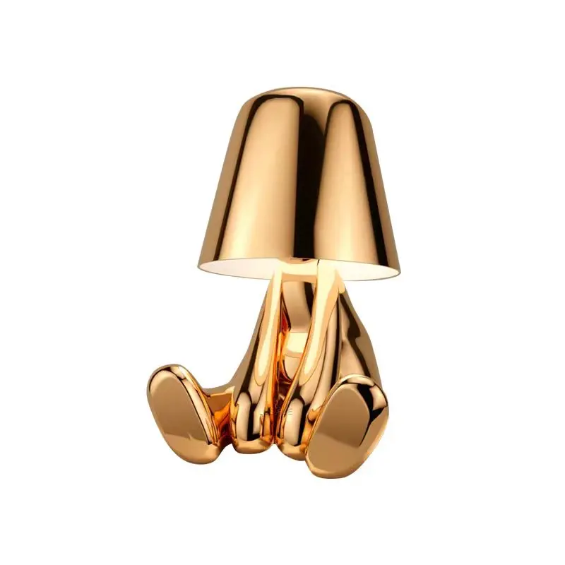 Pensatore piccola statua d'oro lampada da tavolo camera da letto ricarica piccola lampada da notte italia Ins decorazione lampada da tavolo
