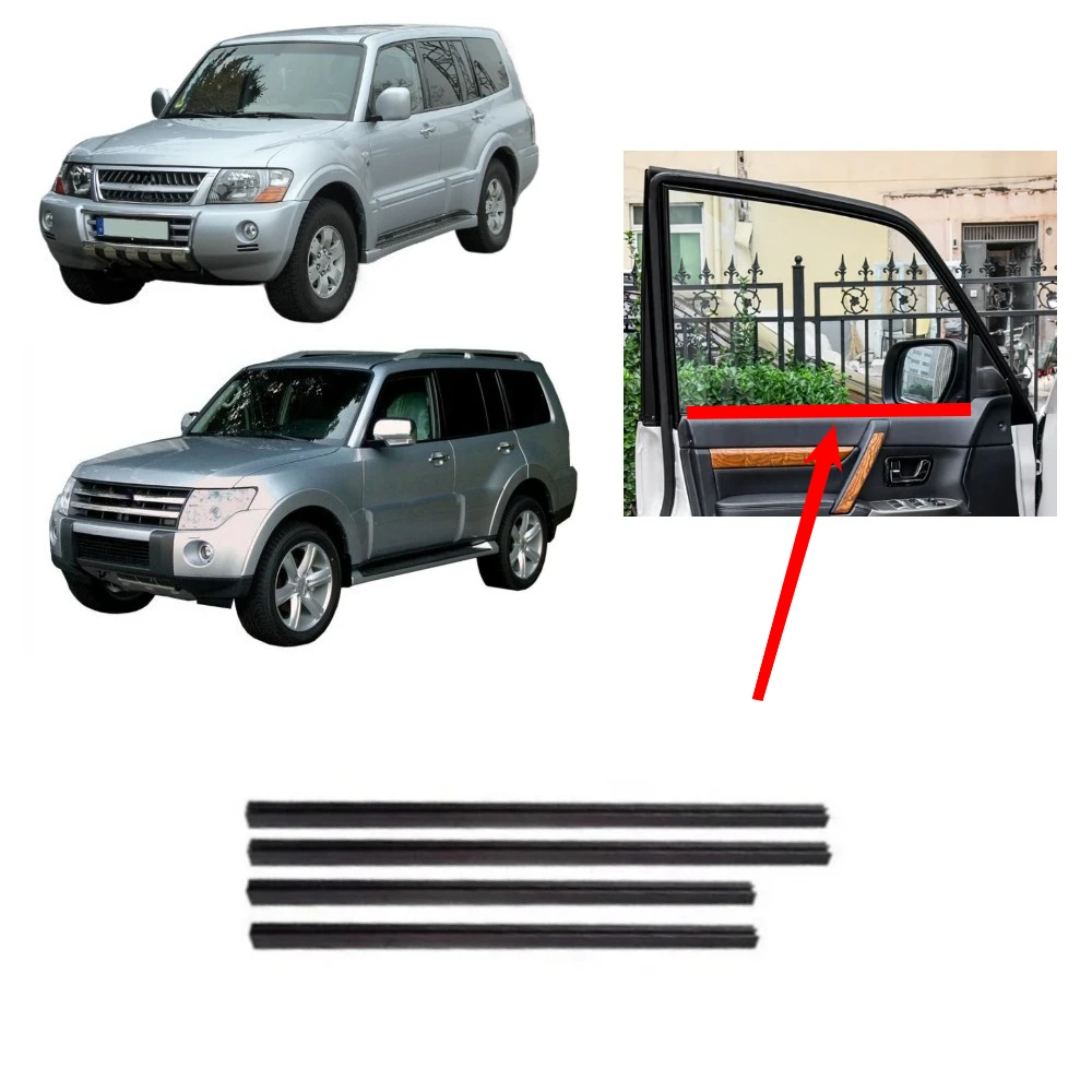 4 Pieces Inner Windows Glass Rubber Seal for Pajero V70 V90 Waterproof Sealing Strip for Montero 5 Door MR437073