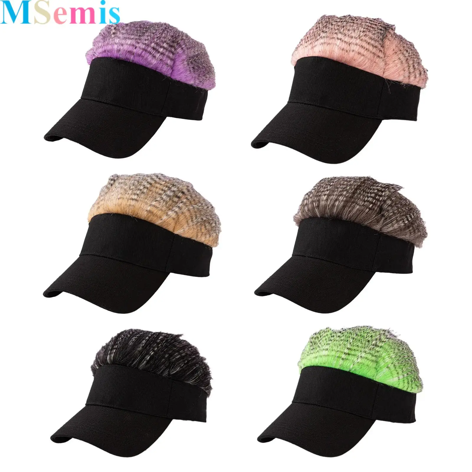 

1Pcs Wig Cap Men Baseball Cap with Fake Hairs Funny Personality Hat Sun Hats Novelty Baseball Wig Caps