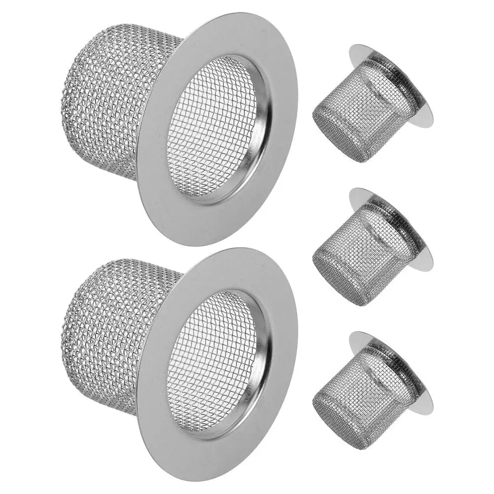 

5Pcs Washbasin Filter Stainless Steel Drain Strainer Hair Trap for Bathroom Sink Floor Drain Clog Prevention Washbasin Filter