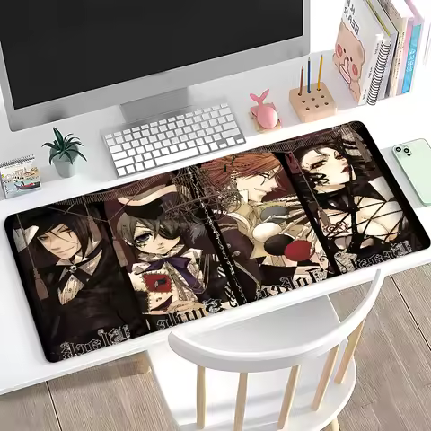 Cool B-Black B-Butler Anime Mousepad Large Anti-Slip Mouse Pad Stitched Edges Mat Durable Desk Laptop Gaming​ Keyboard Pad XXL