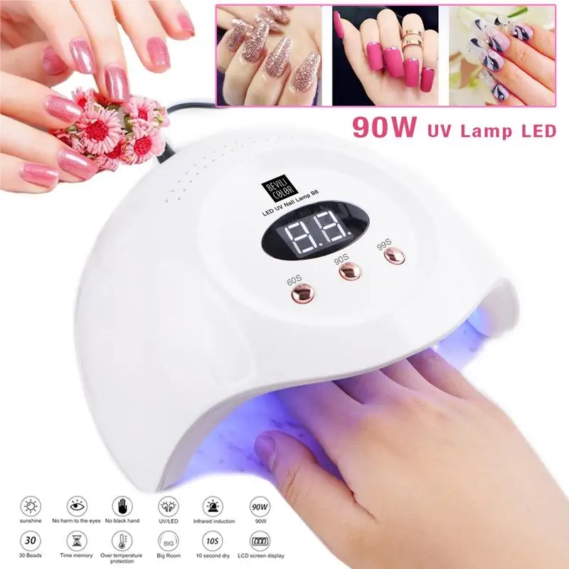 

90W UV LED Nail Lamp Nail Dryer LED Nail Lamp With Timer LED Light Manicure Tool For All Gels Polish And Women