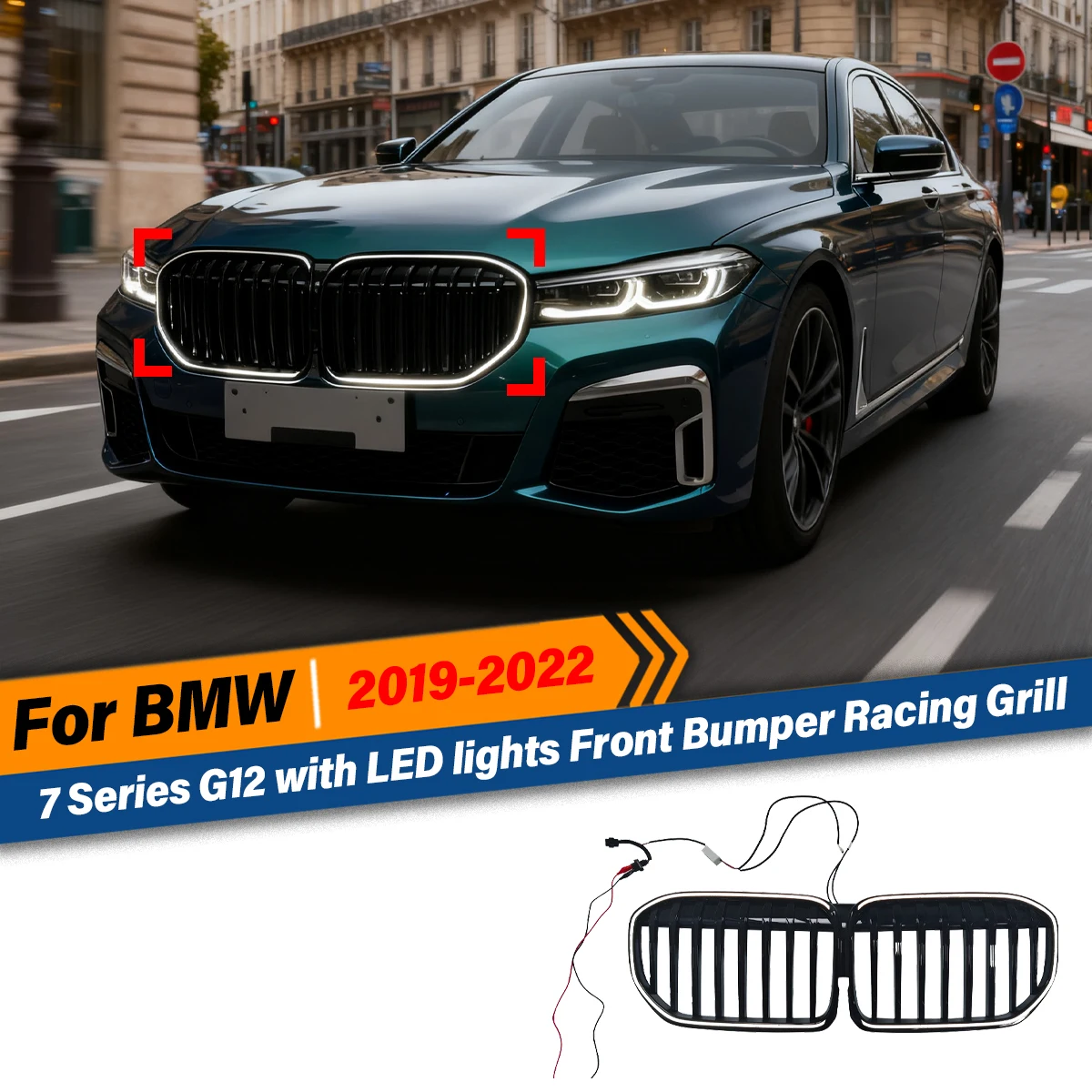 

Для Bmw 7 серии G11 G12 LCI 2019 2020 2021 2022 светодиодный передний бампер гоночный гриль почек однолинейный сетчатый комплект кузова OEM замена