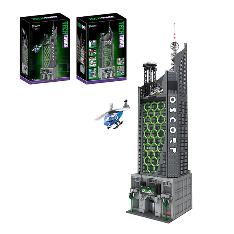 

6375PCS Oscorps House Building Blocks Movie Spider Hero Black Tower Modular Architecture Model Collect Assembly Toys Adults Gift