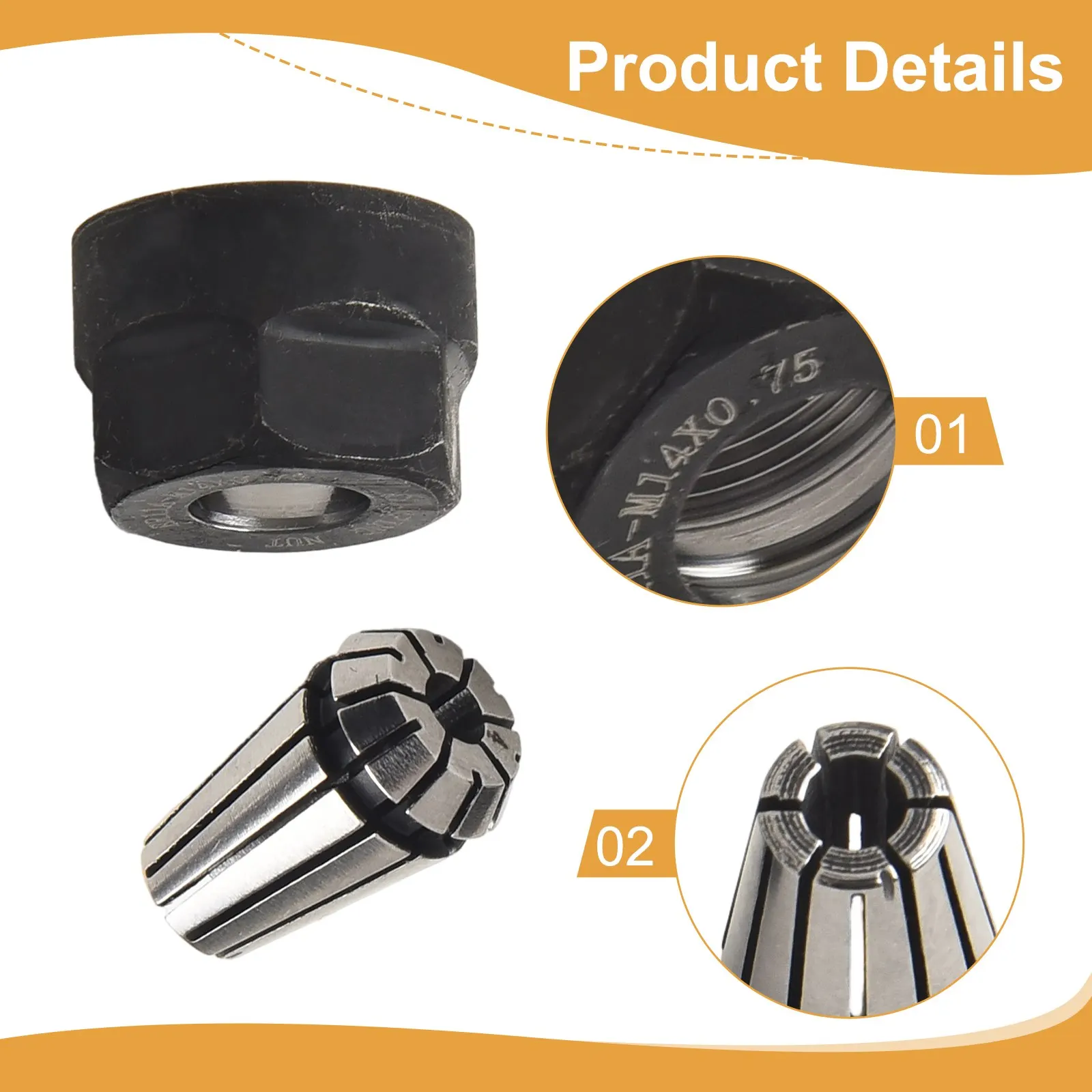 

Lathe Parts ER11 Chuck and Clamping Nut for CNC Milling and Engraving Machines Made from Resilient Spring Steel Material