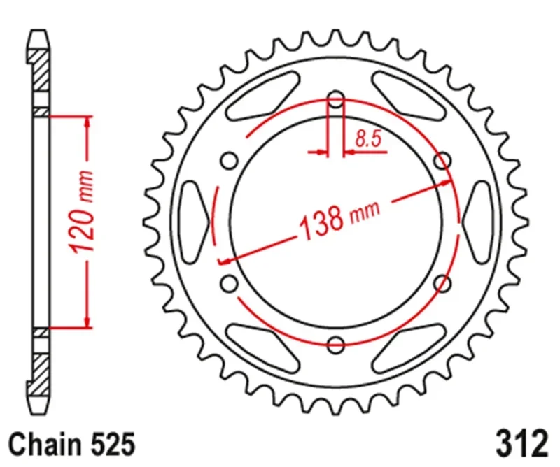 Motorcycle Rear Sprocket 525 Gear For Honda VFR750R RC30 1988-1992 RVF400R NC35 VFR400 R3 NC30 1990-1993 RVF750R RC45 1994-1998