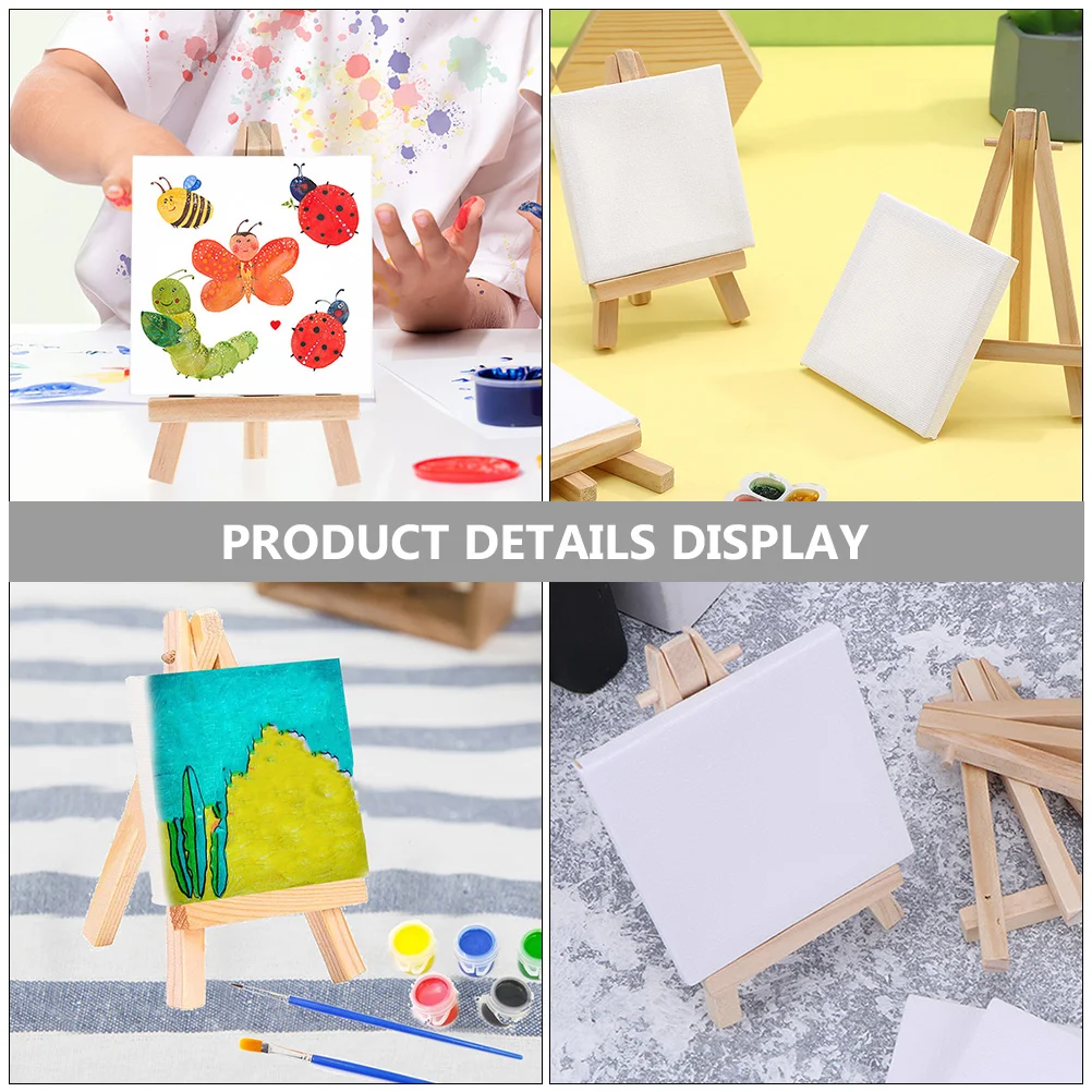 

6Sets Canvas Easel Stand for Painting DIY Mini Canvas Boards Stretched Frames Oil Painting Supplies Art Students Creative Tool