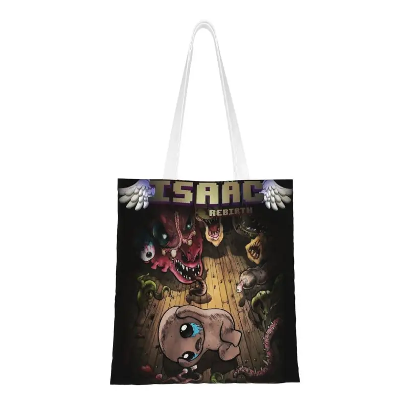 

Fashion The Binding Of Isaac Shopping Tote Bag Reusable Adventure Cartoon Game Canvas Groceries Shopper Shoulder Bag