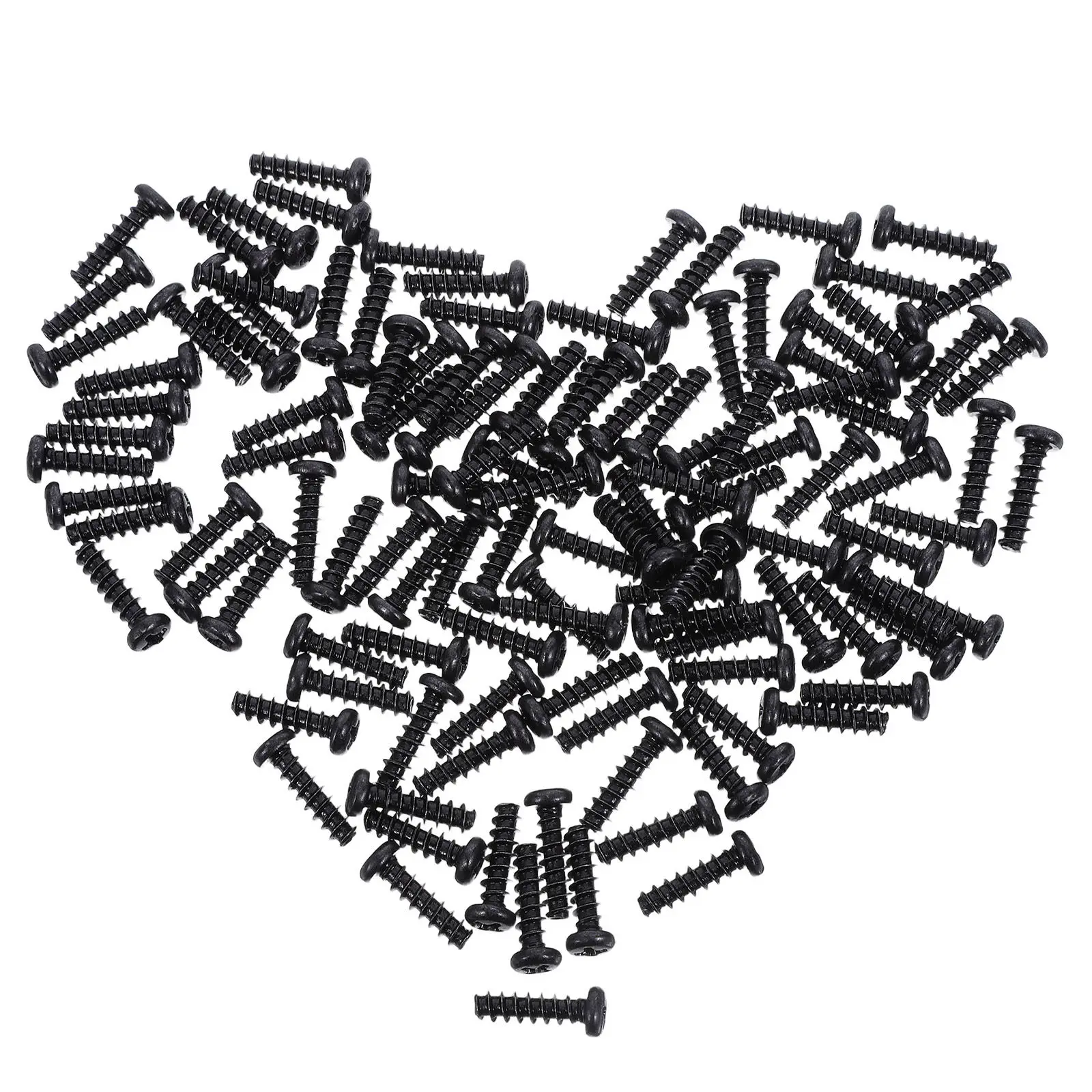 200Pcs Pan Head Self Tapping Screws Black Cross Recessed Flat Point for Wood Metal Plastic Panels Mini Hardware Repair Screws