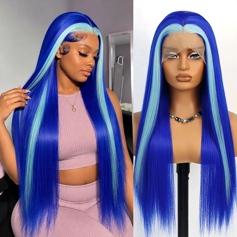 Glueless 13×4 Lace Front Synthetic Wig 28 Inch Straight ,Pre Plucked Hairline,180% Density, Heat Resistant Fiber, Tangle Free, Party Cosplay Daily Wear