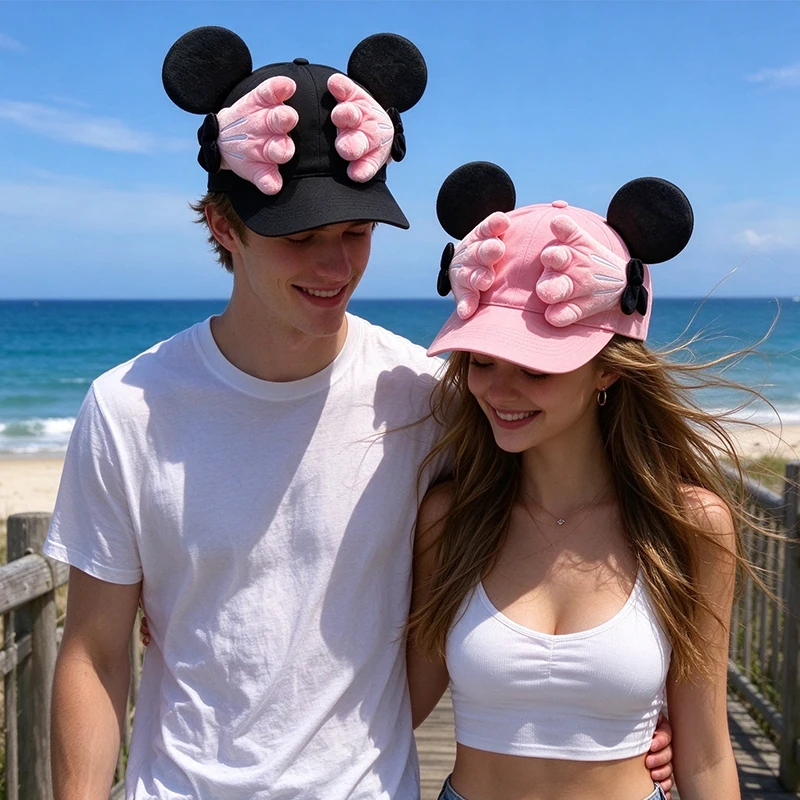 Cartoon Mouse Ears Baseball Cap Adjustable Duckbill Outdoor Travel Fashion Sun Hat for Women Men Teens Couple Family Matching