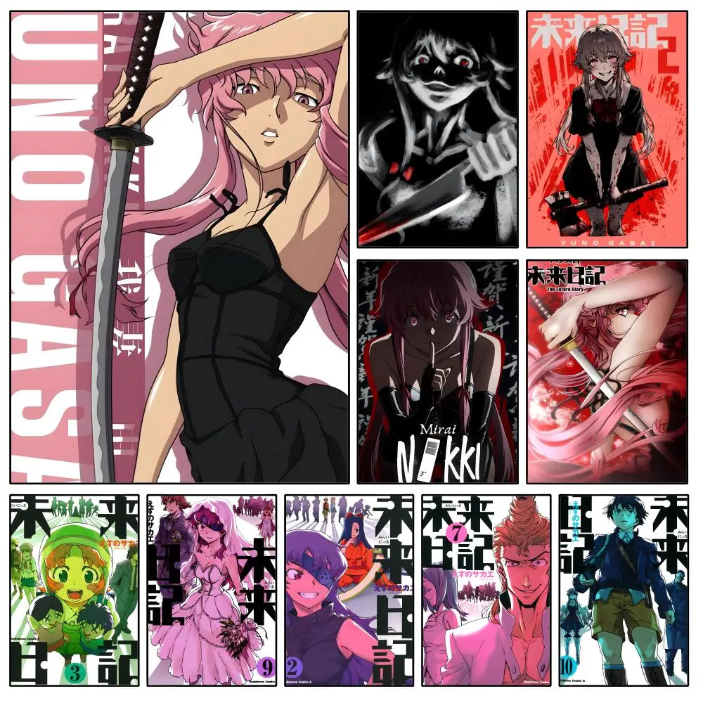 Anime Mirai Nikki Future Diary Poster Waterproof HD Modern Peel And Stick Wall Decor Bedroom Living Room Dorm Office