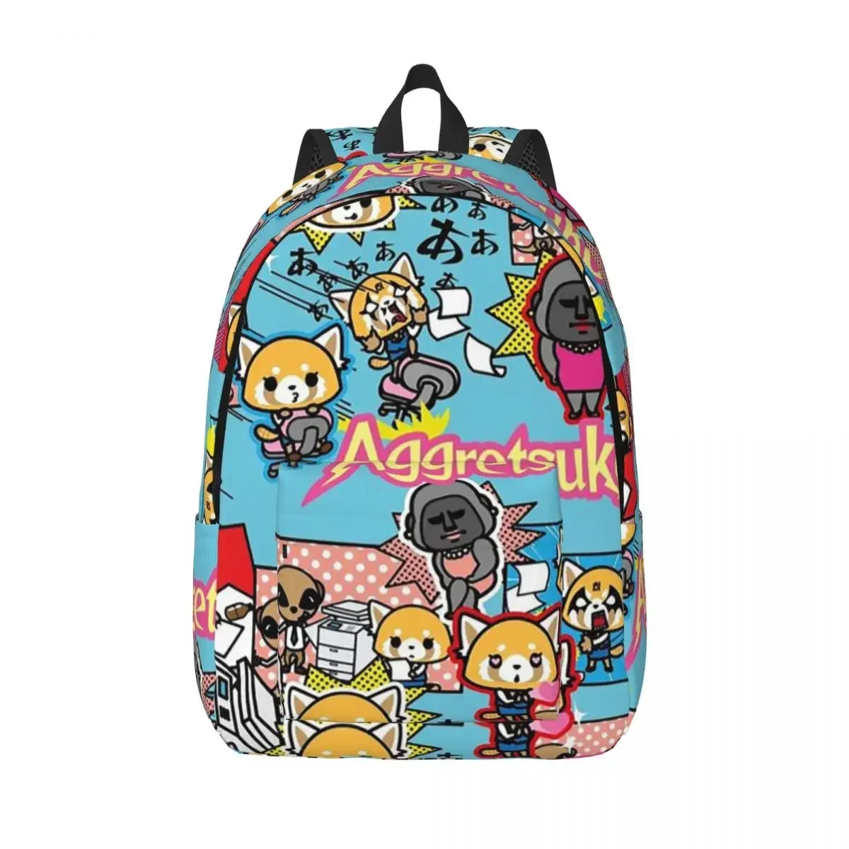 

Aggretsuko Animated Comedy Backpack Elementary High College School Student Kawaii Panda Game Bookbag Teens Canvas Daypack Gift