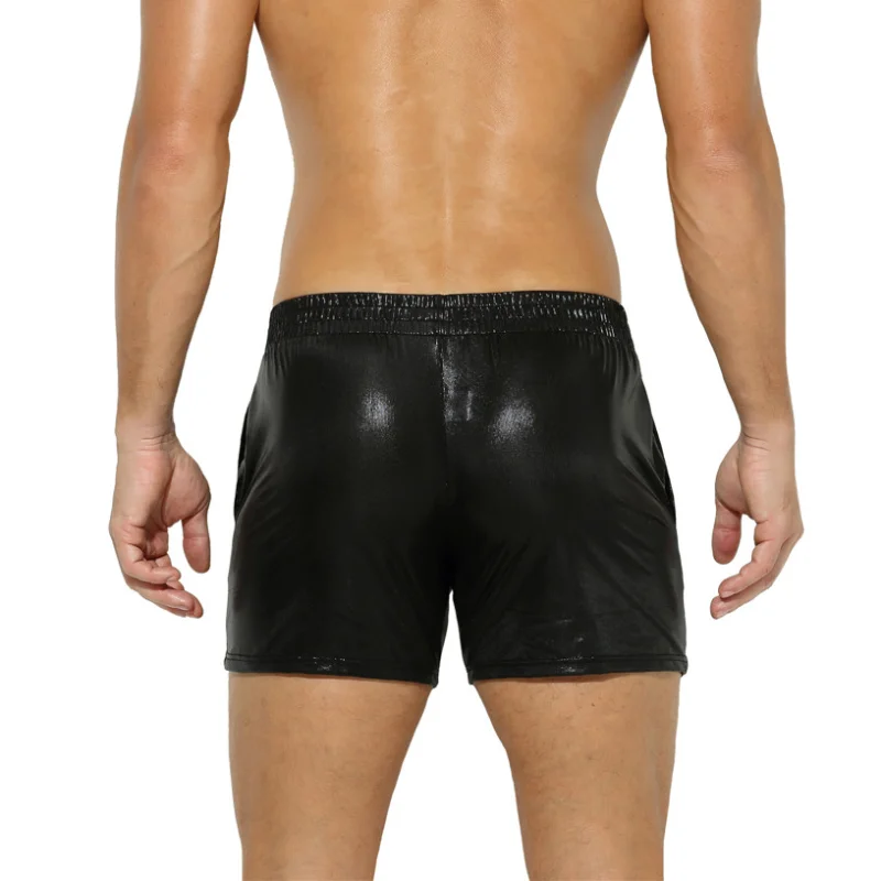 Sexy Mens Metálico Brilhante Casual Shorts Respirável Homens Roupas Bolsos Ginásio Shorts Stage Dance Clubwear Festa Noite Calças Curtas