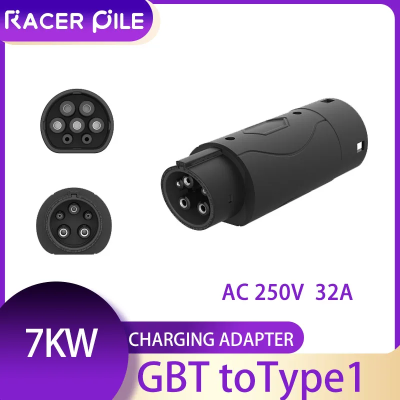 

Адаптер для зарядки переменного тока от GBT до Type1, 250 В переменного тока, 7 кВт, 32 А, зарядные устройства для электромобилей, электромобиль для GM Rivian Ford с разъемом для зарядки J1772