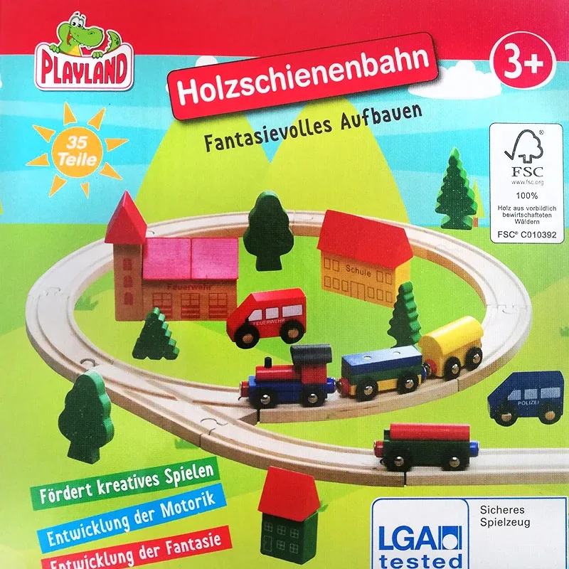 

TEMIKIDS Rail Magnetic Wooden Train+Scene+ Set Children's Assembled Toy Car Compatible With Track PD75