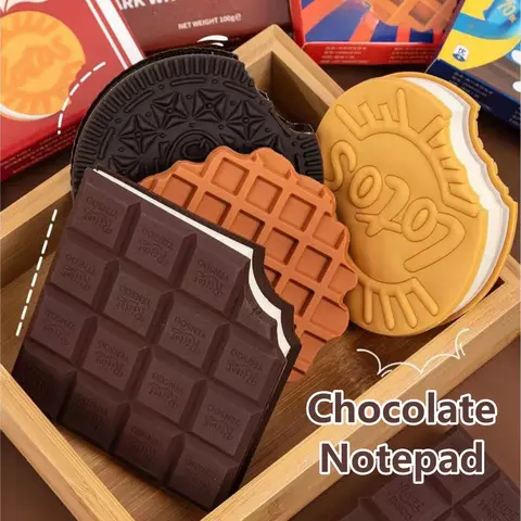 Bilashmart 80 Pages/Set Scented Chocolate, Cream & Strawberry Flavored Creative Pocket Notepads, Chocolate&Cookie Shaped, Tear-off Memo Pad
