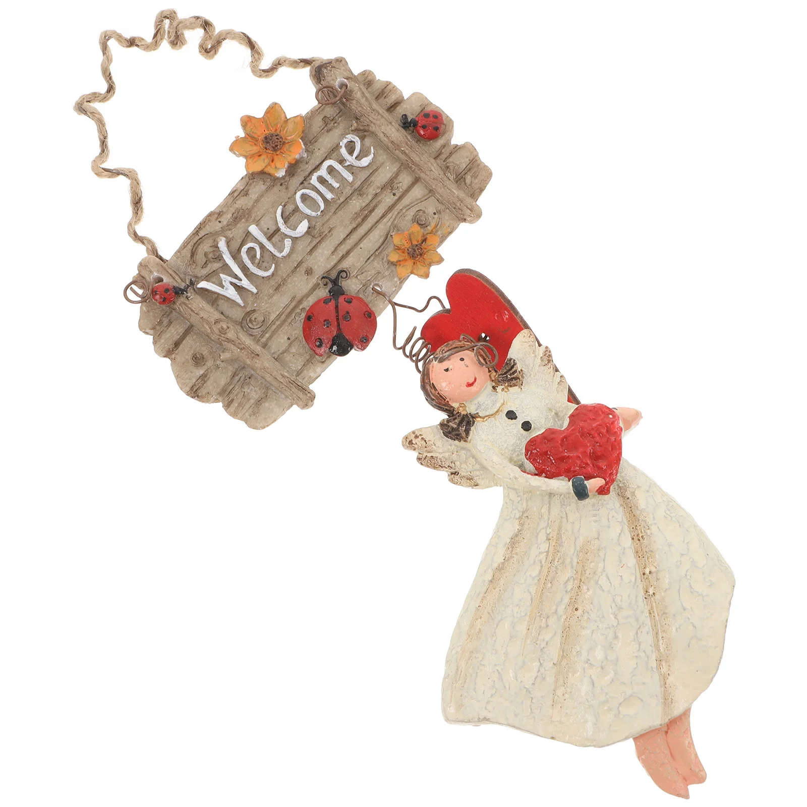 

Christmas Welcome Hanging Ornament Vintage American Resin Angel Pendant Xmas Tree Door Hanging Holiday Decor Christmas Door Tag