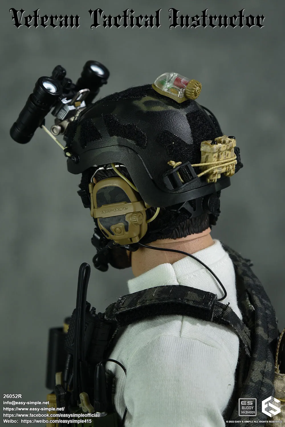 1/6 EASY&SIMPLE ES 26052R Male Helmet Headset Set Model For 12