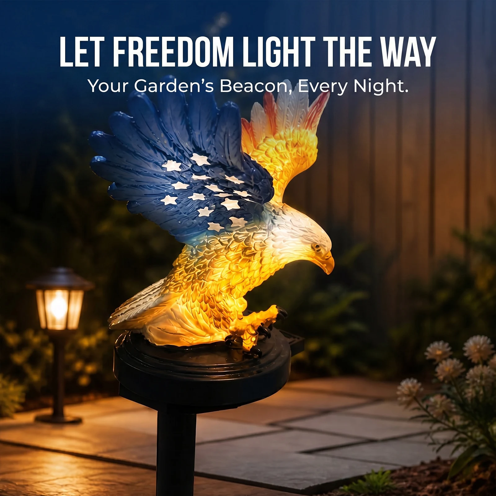 Eagle Solar Lights Waterproof Decorative Solar Powered Eagle Stake Lights 4th of July Decorations for Yard Patio Lawn Party