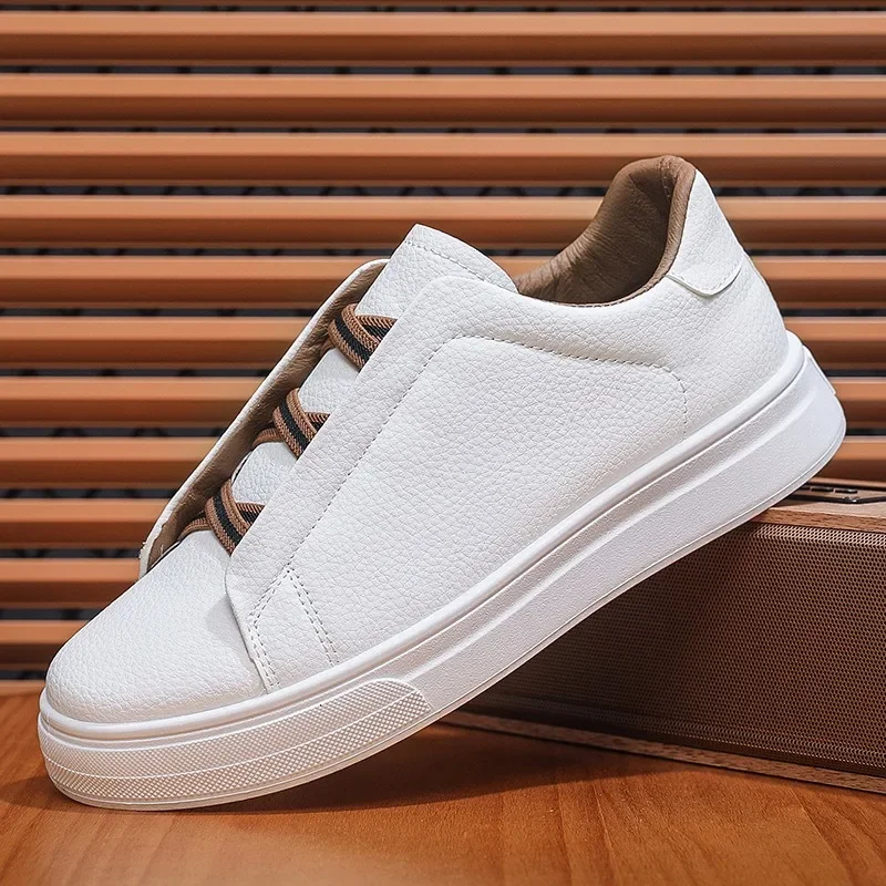 

Men's Casual Shoes 2025 Spring Fashion Lace Up Walking Shoes Classics PU Leather Loafers Flat Bottom Comfortable Board Shoes