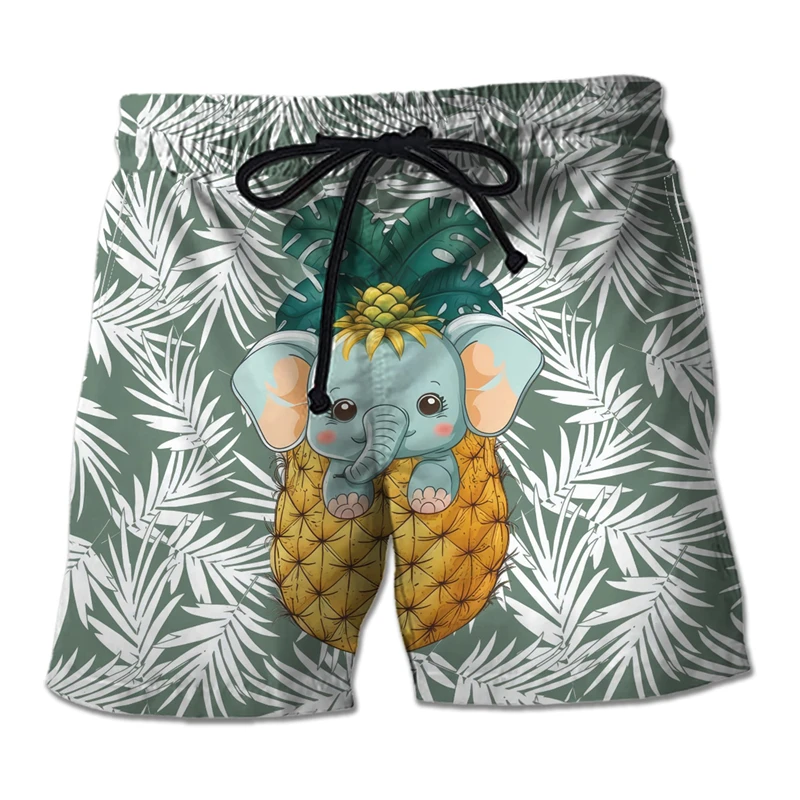 Cute Elephant 3D Printed Hawaii Beach Shorts Casual Women Trunks Zoo Animal Boy Board Shorts Casual Africa Elephants Boardshorts