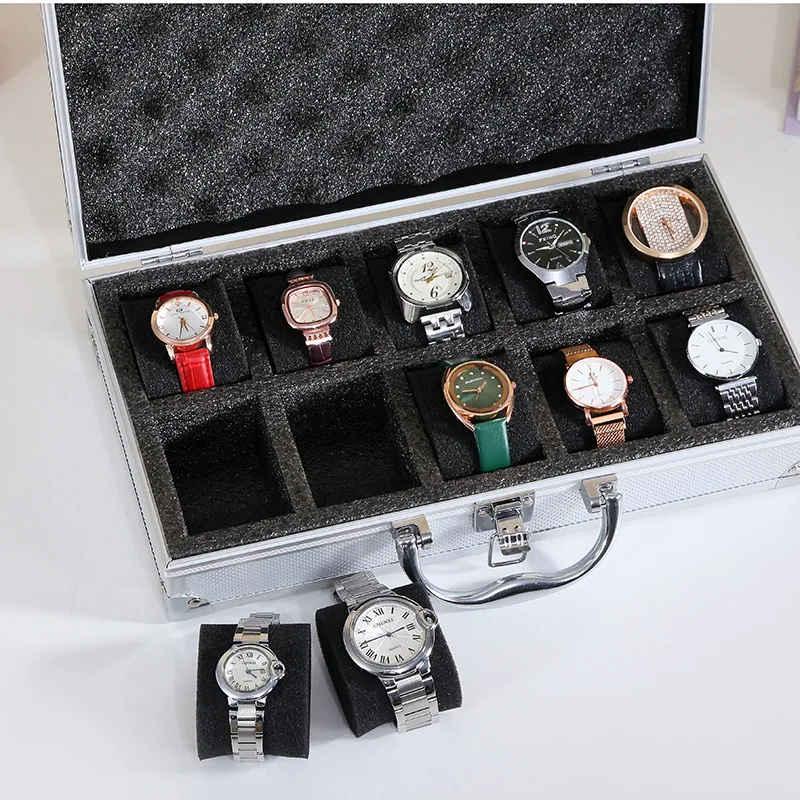 Роскошная коробка для часов премиум-качества, 10/12 сеток, витрина для хранения из алюминиевого сплава, коллекция, коробка для часов, подарочная упаковка